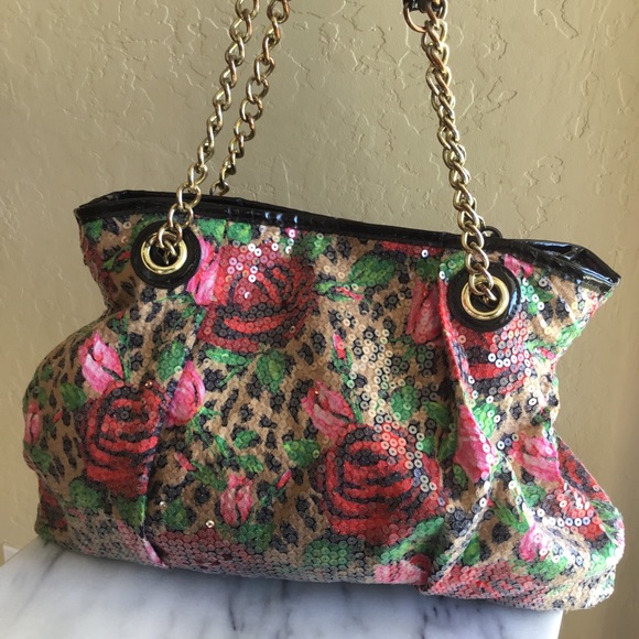 Flowers 🌺 and Sequins Betsy Johnson Purse - Picture 2 of 7